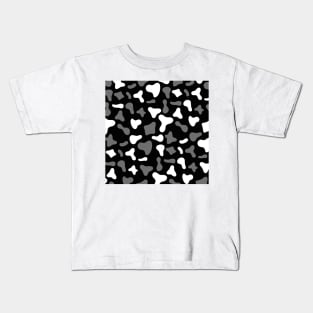 Black Grey White Dairy Cow Print Pattern Kids T-Shirt